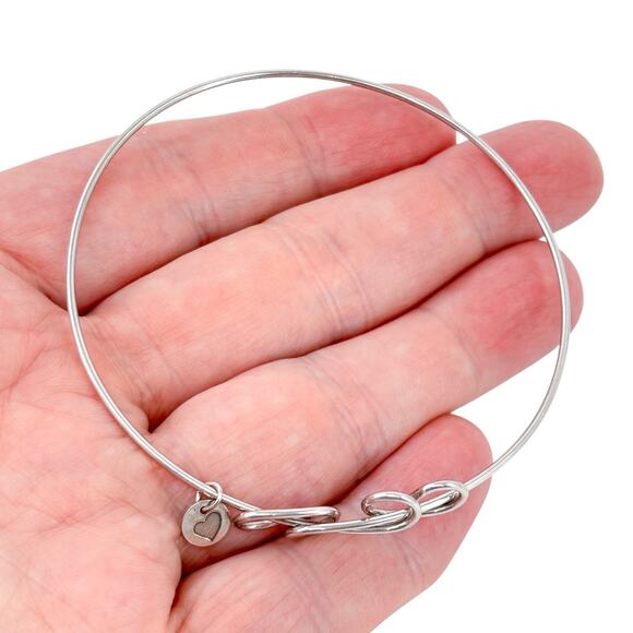 Vintage Sterling Silver 925 Infinity Bangle Bracelet | Adjustable Wire | 8.25" - Picture 1 of 7